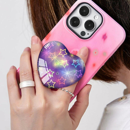 Luhoit Heart Shape Expanding Cell Phone Grip Stand Star Purple Multicolor