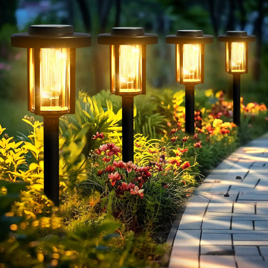 GIGALUMI Solar Outdoor Pathway Lights Waterproof Warm White 6 Pack