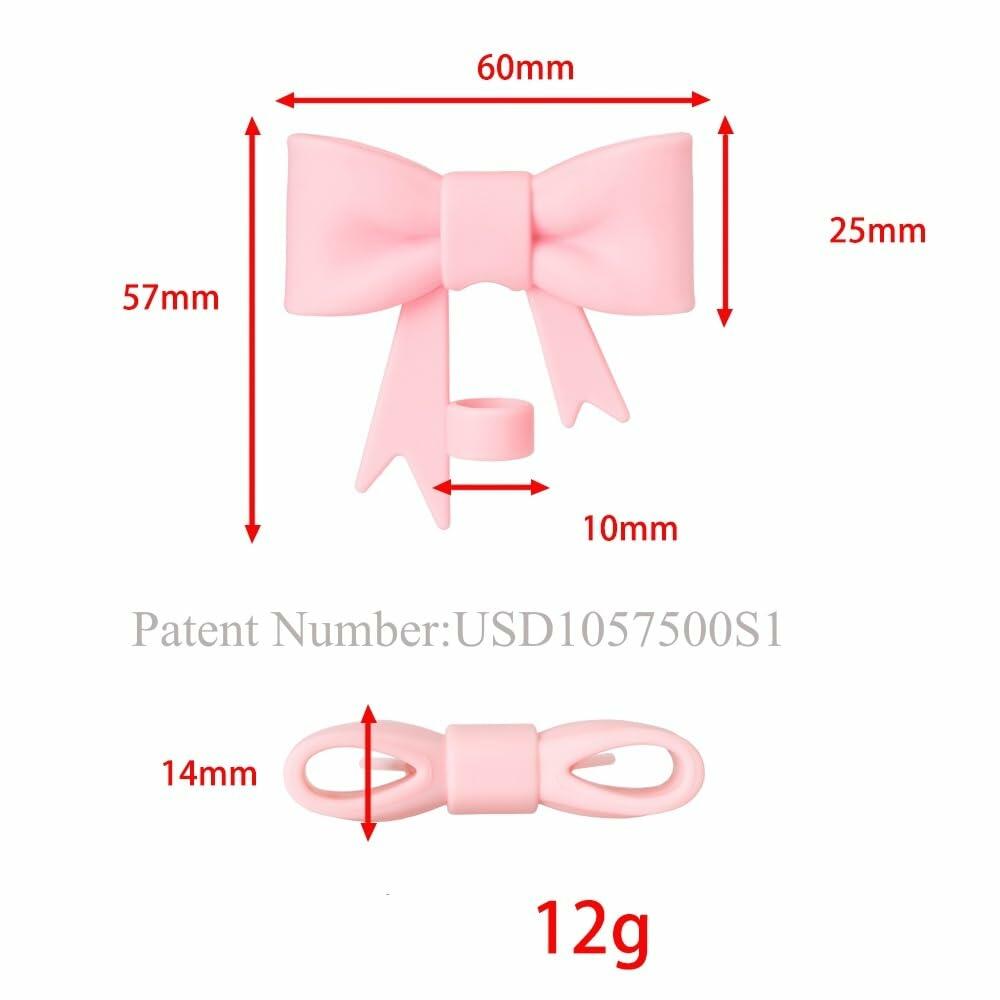 AXMCCH 10mm Bow Shape Silicone Straw Topper for Stanley Cup Pink Blue