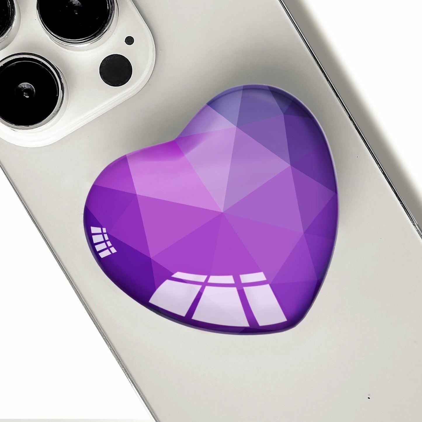 Luhoit Expanding Heart Shape Glass Phone Grip Stand Purple Silicone Rubber