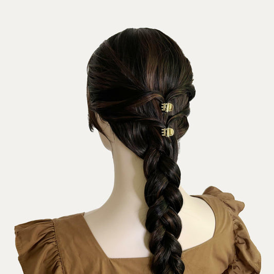 EleOnate Gold Bow Hair Claw Clip Medium Metal Pearls for Women