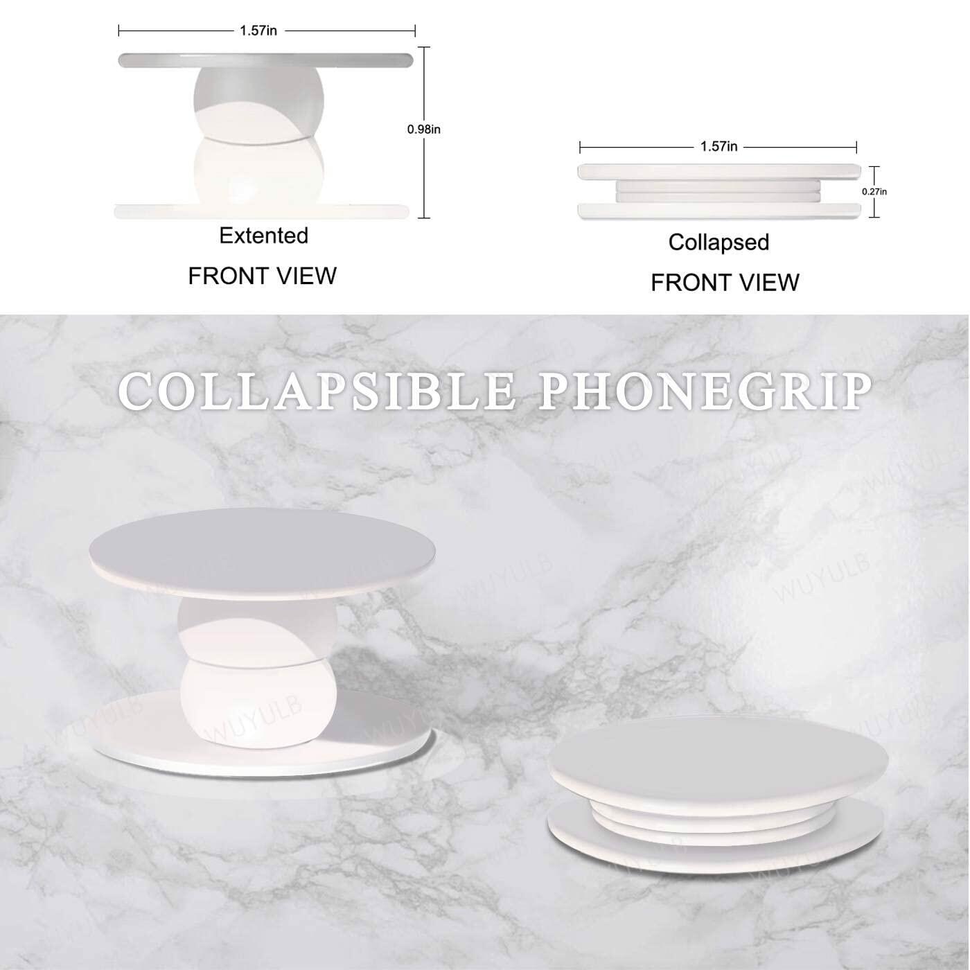 Luhoit Expanding Cell Phone Grip Heart Shape Pink Gold Marble Glass