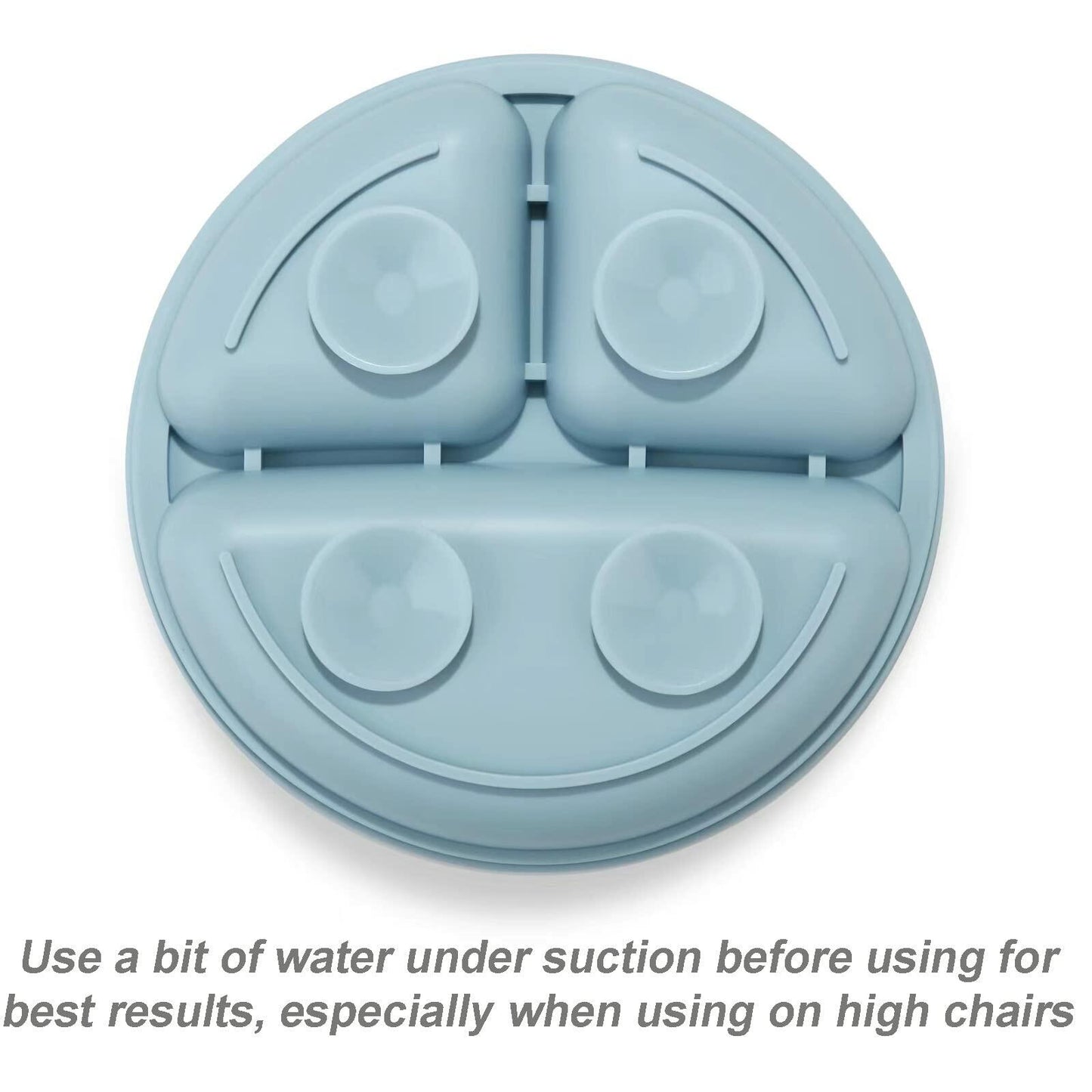 PandaEar Divided Unbreakable Silicone Baby Toddler Plates 3Pack Blue Green Brown