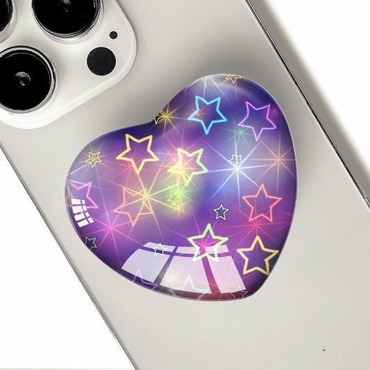 Luhoit Heart Shape Expanding Cell Phone Grip Stand Star Purple Multicolor