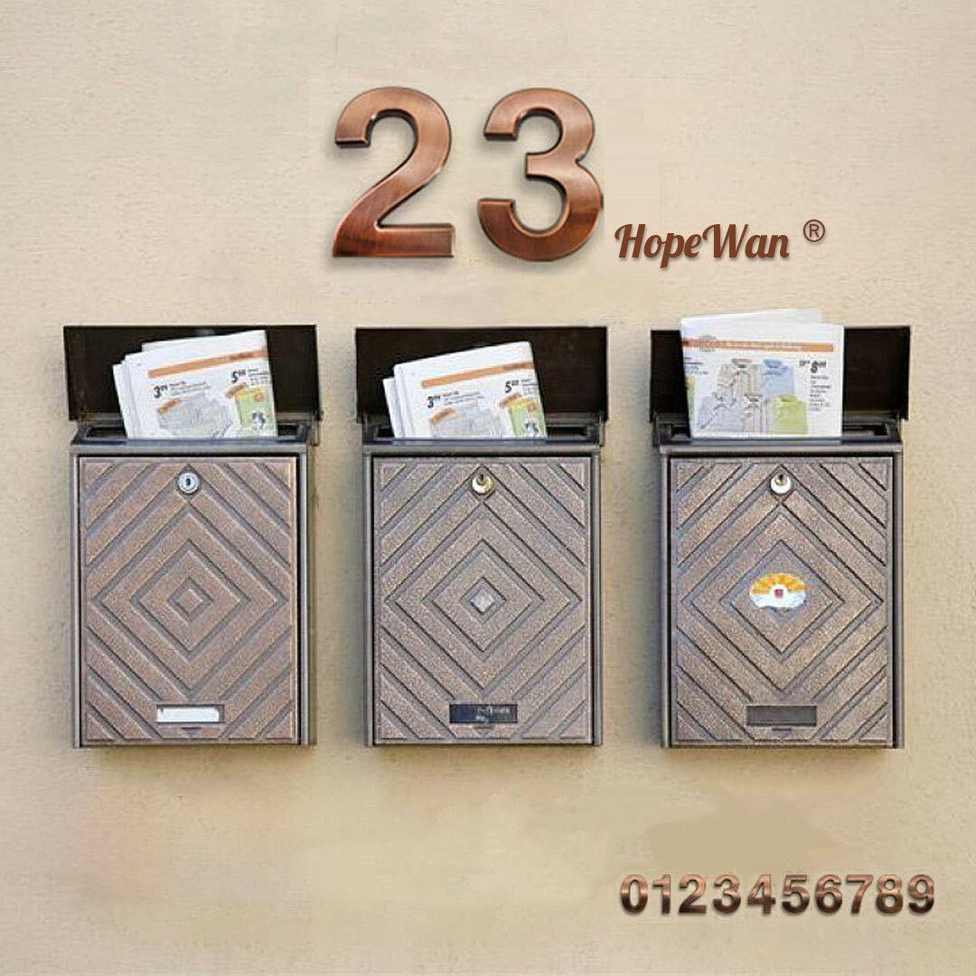 HopeWan 4" Bronze Metal Mailbox Number 2 Self Adhesive Pack of 2 Size 4In-No.2