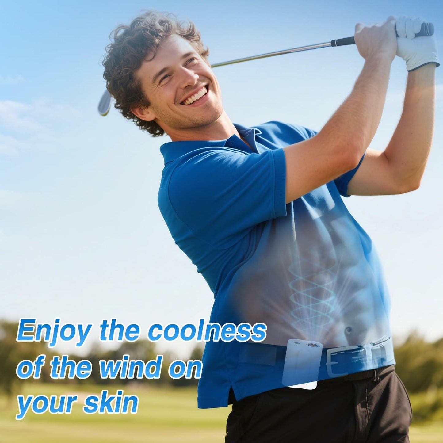 Beeplove Portable Clip On Waist Fan 5 Speeds 8300RPM USB Rechargeable White