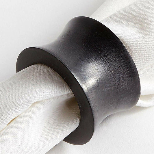 GUSUPY Worldexplorer Black Concave Wooden Napkin Rings Set of 8