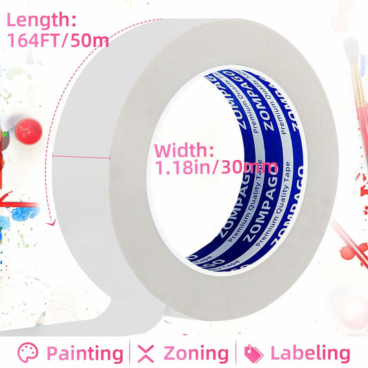 ZOMPAGO Beige Art Tape 1.4in x 164ft Removable Low Tack Masking Tape