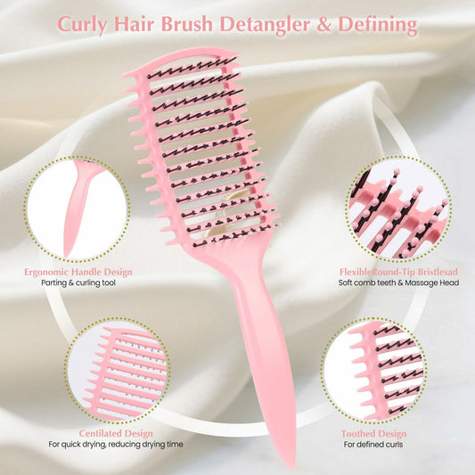 manrator Curl Defining Brush Vented Detangling Frizz Control Pink