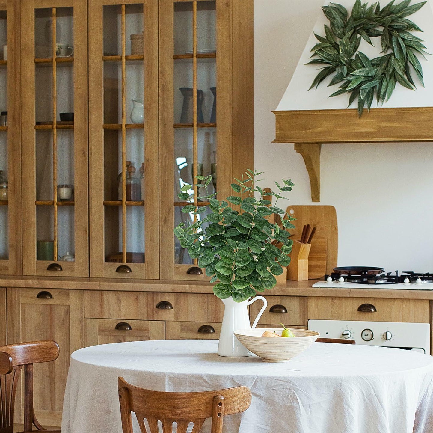 FOREST PRINCE Artificial Eucalyptus Stems 25" Green 2 PCS Silk Decor