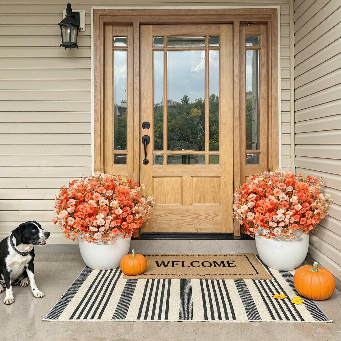 HyeFlora Artificial Mums Fall Flowers 12 Bundles Silk Morning Glory Mix 15in