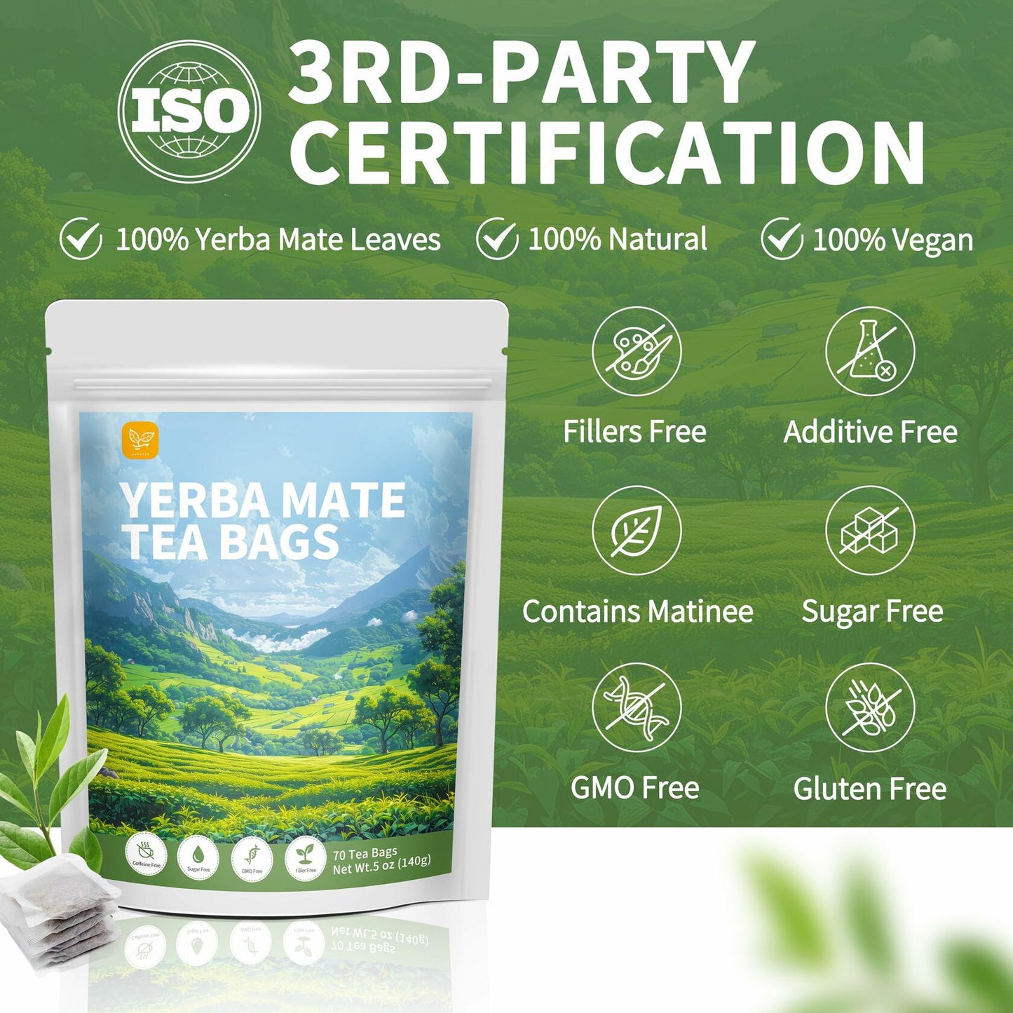 BestBy01/26 Hudetex Yerba Mate Tea Bags 70 Count Cardiovascular Digestive