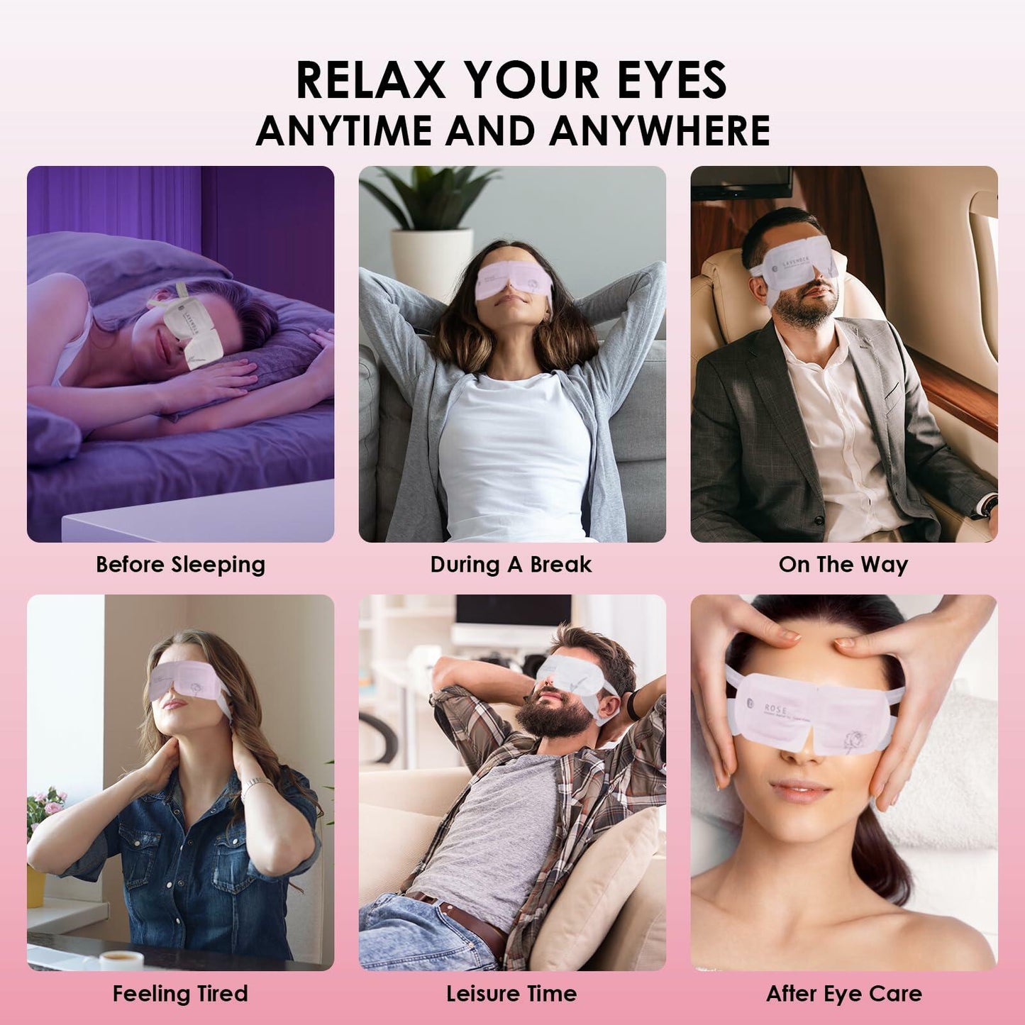 Ditoi Heated Steam Eye Mask with Hyaluronic Acid Rose 10 Count Pack