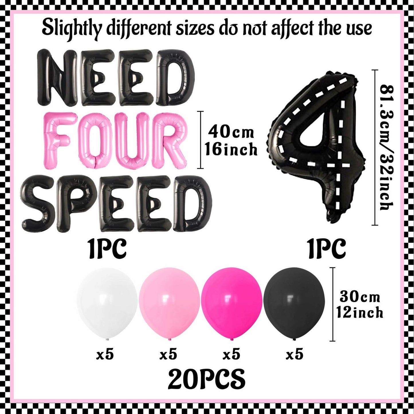 JeVenis Pink Need Four Speed Racing Car Balloons 4th Birthday Party