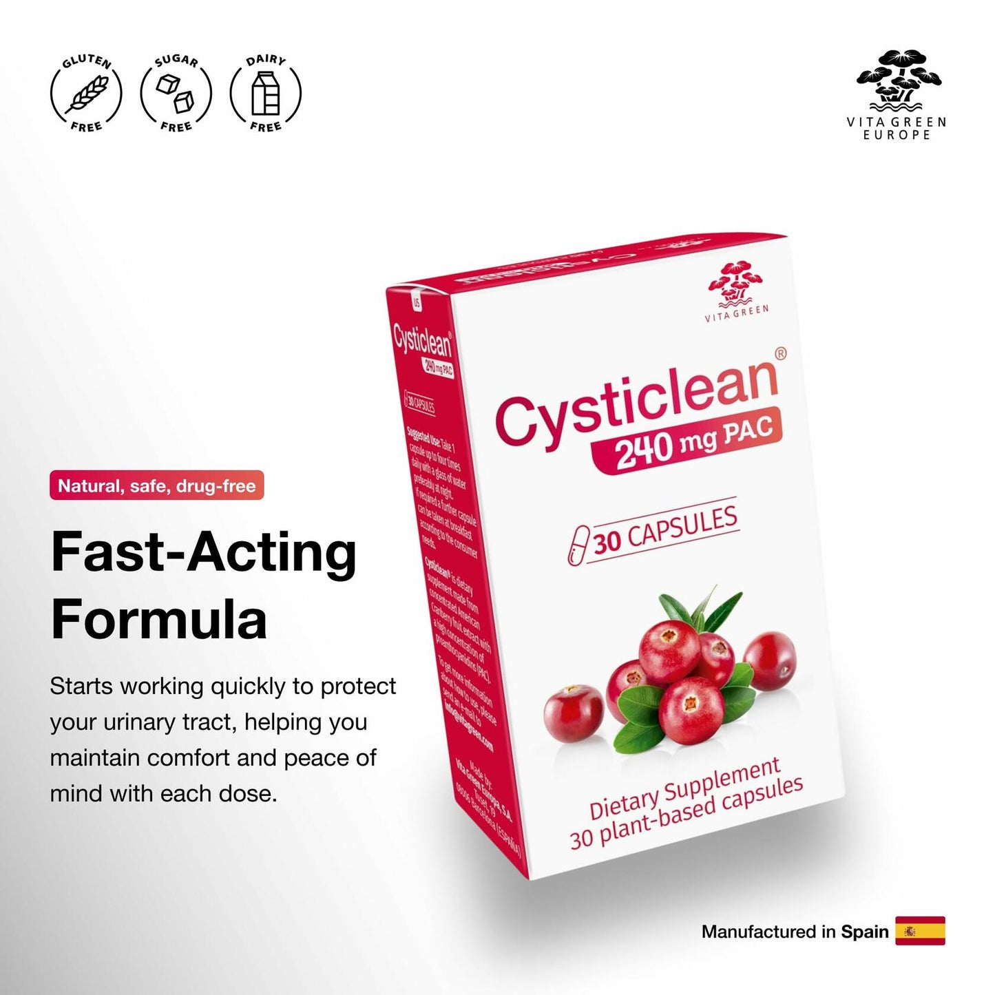 Cysticlean Cranberry PAC Supplement 240mg Sugar-Free Capsules 60 Capsules