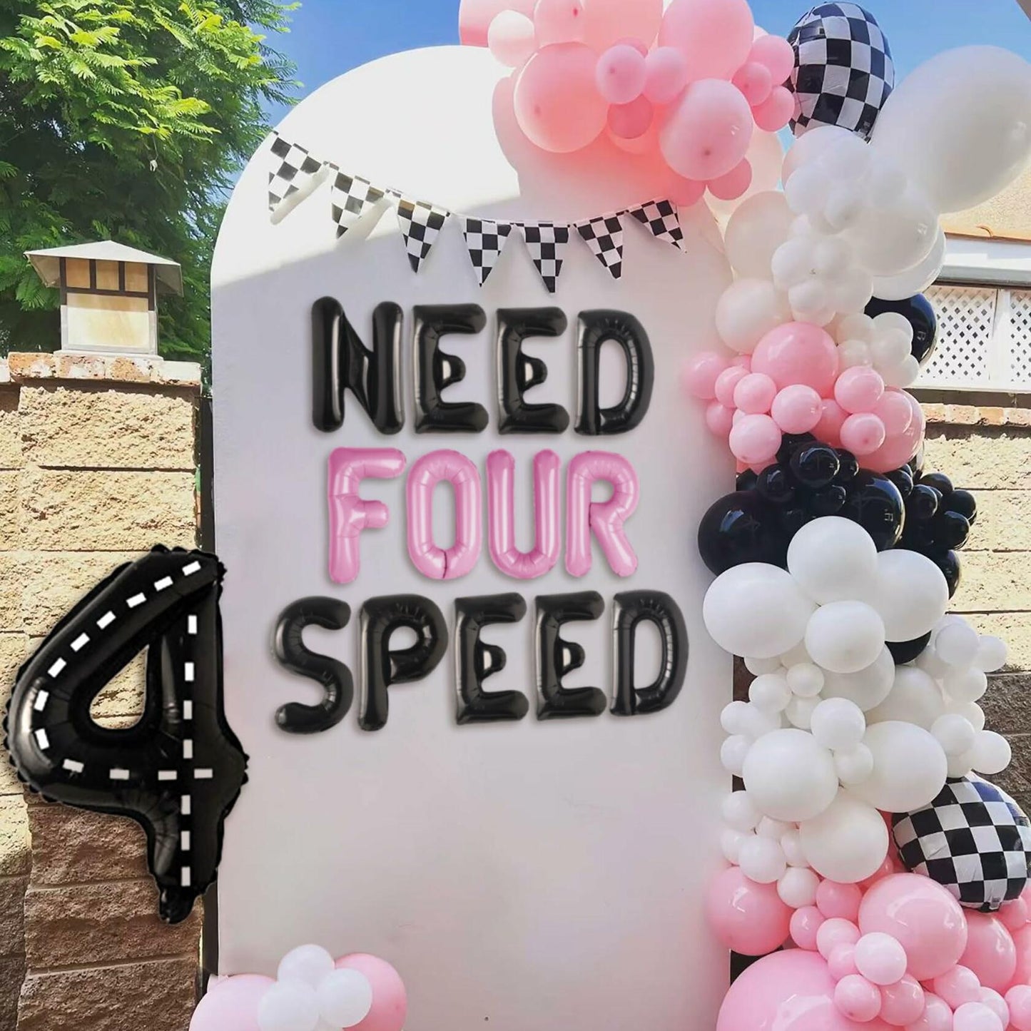 JeVenis Pink Need Four Speed Racing Car Balloons 4th Birthday Party