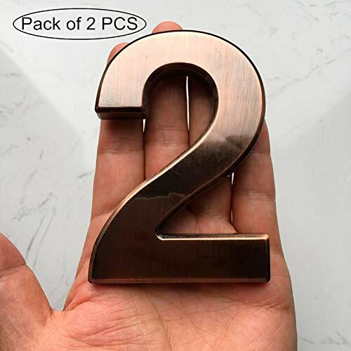 HopeWan 4" Bronze Metal Mailbox Number 2 Self Adhesive Pack of 2 Size 4In-No.2