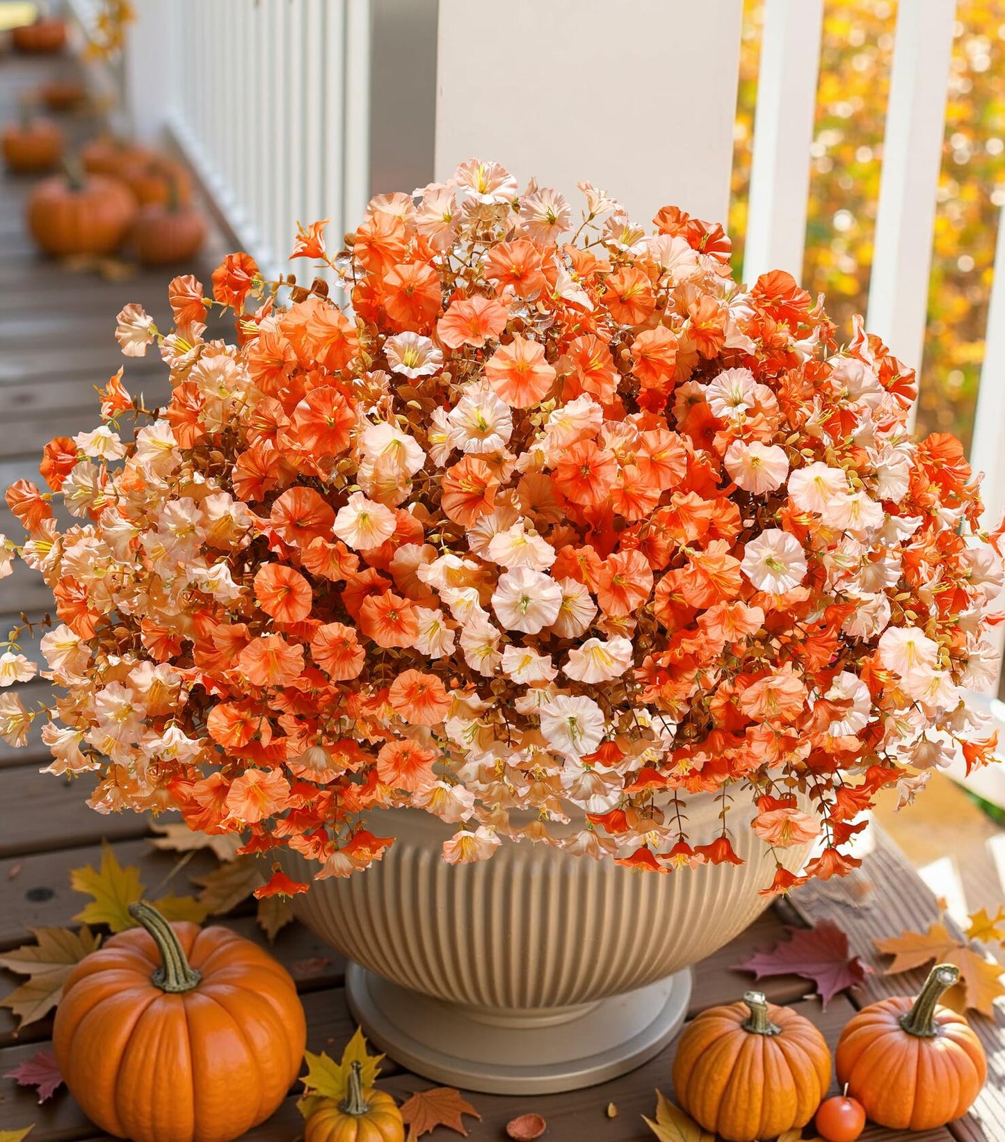 HyeFlora Artificial Mums Fall Flowers 12 Bundles Silk Morning Glory Mix 15in