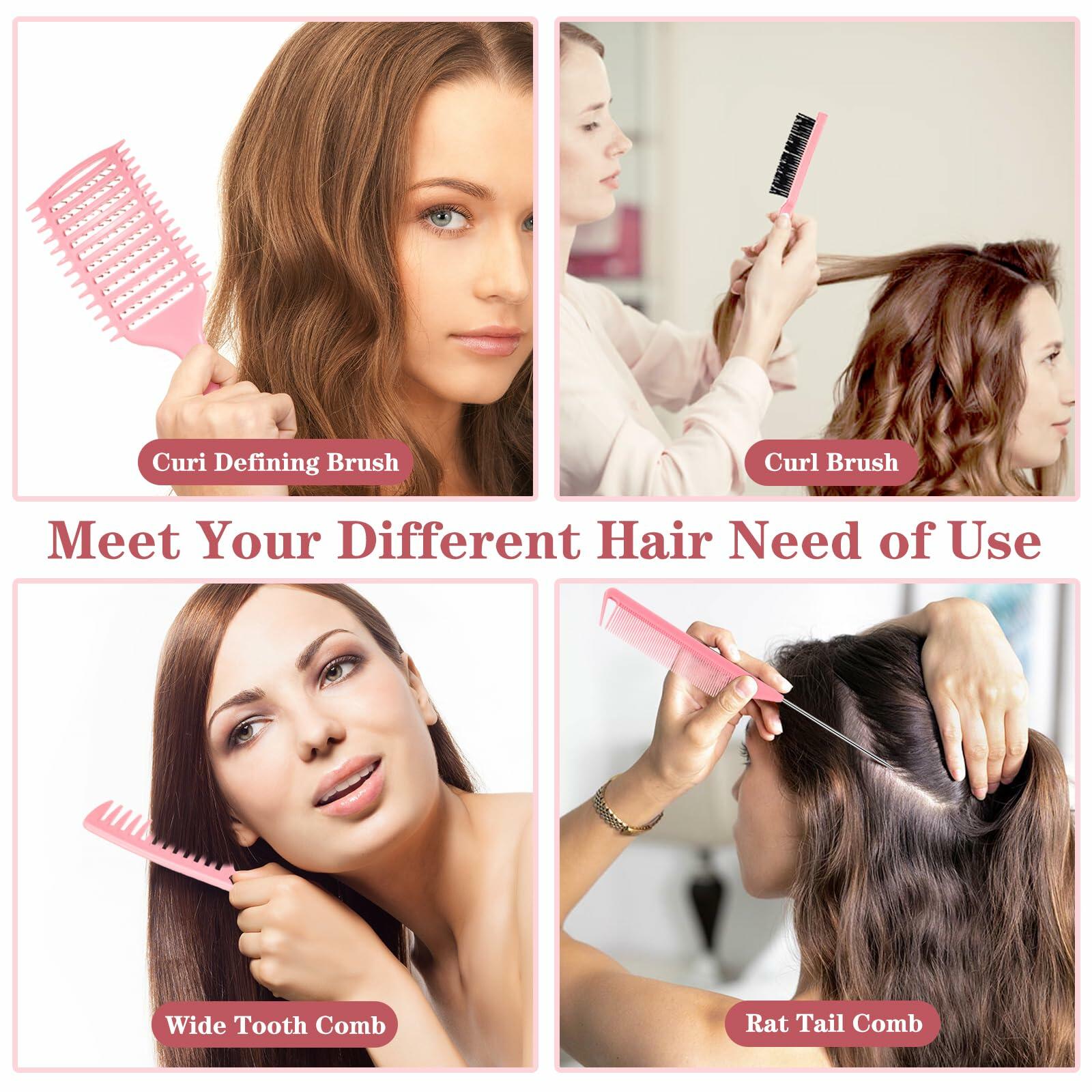 manrator Curl Defining Brush Vented Detangling Frizz Control Pink