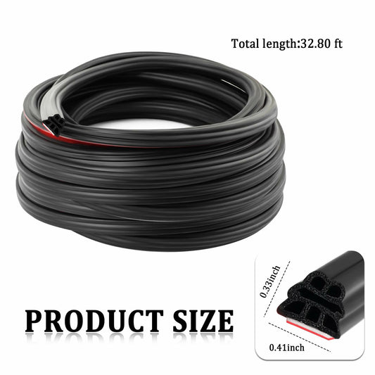 YGDMD 32.8Ft Upgrade Automotive Weather Stripping Thickened Rubber Self-Adhesive