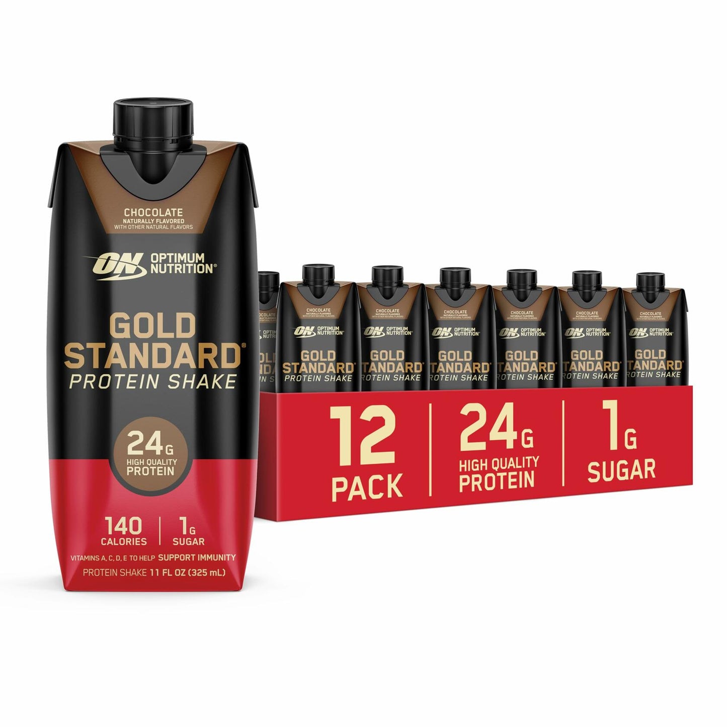 BEST BY NOV/09/25 Optimum Nutrition Gold Standard Protein Shake 24g Chocolate