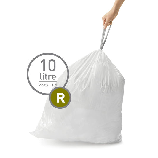 simplehuman Code R Drawstring Trash Bags 10L 2.6Gal White 20 Count