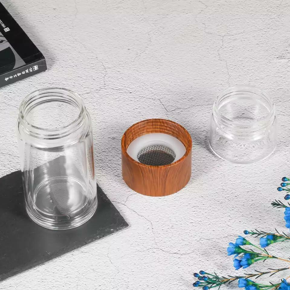 PanMoMi 7oz Travel Tea Infuser Glass Bottle with Neoprene Pouch