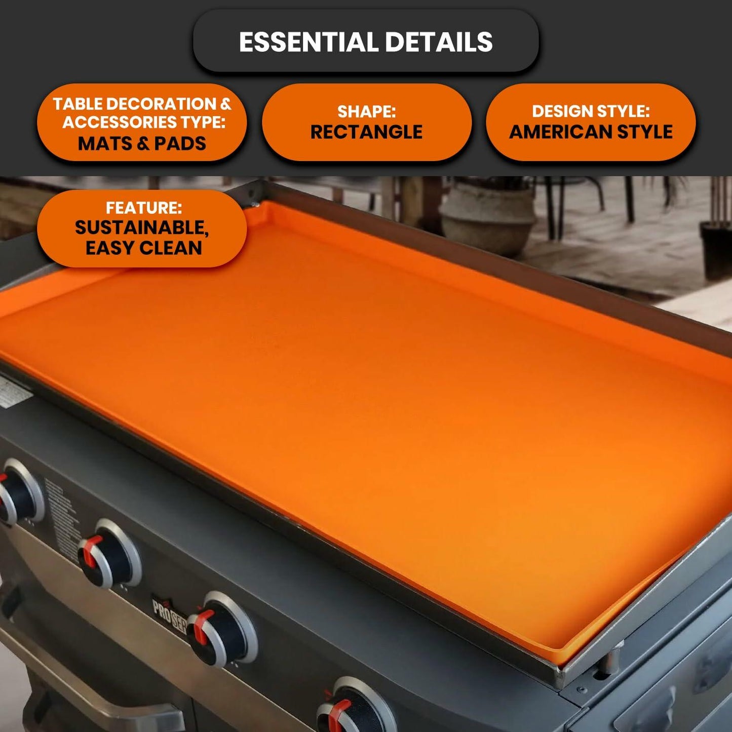 Generic Silicone Griddle Mat Heavy Duty 36 Inch Orange Large Size