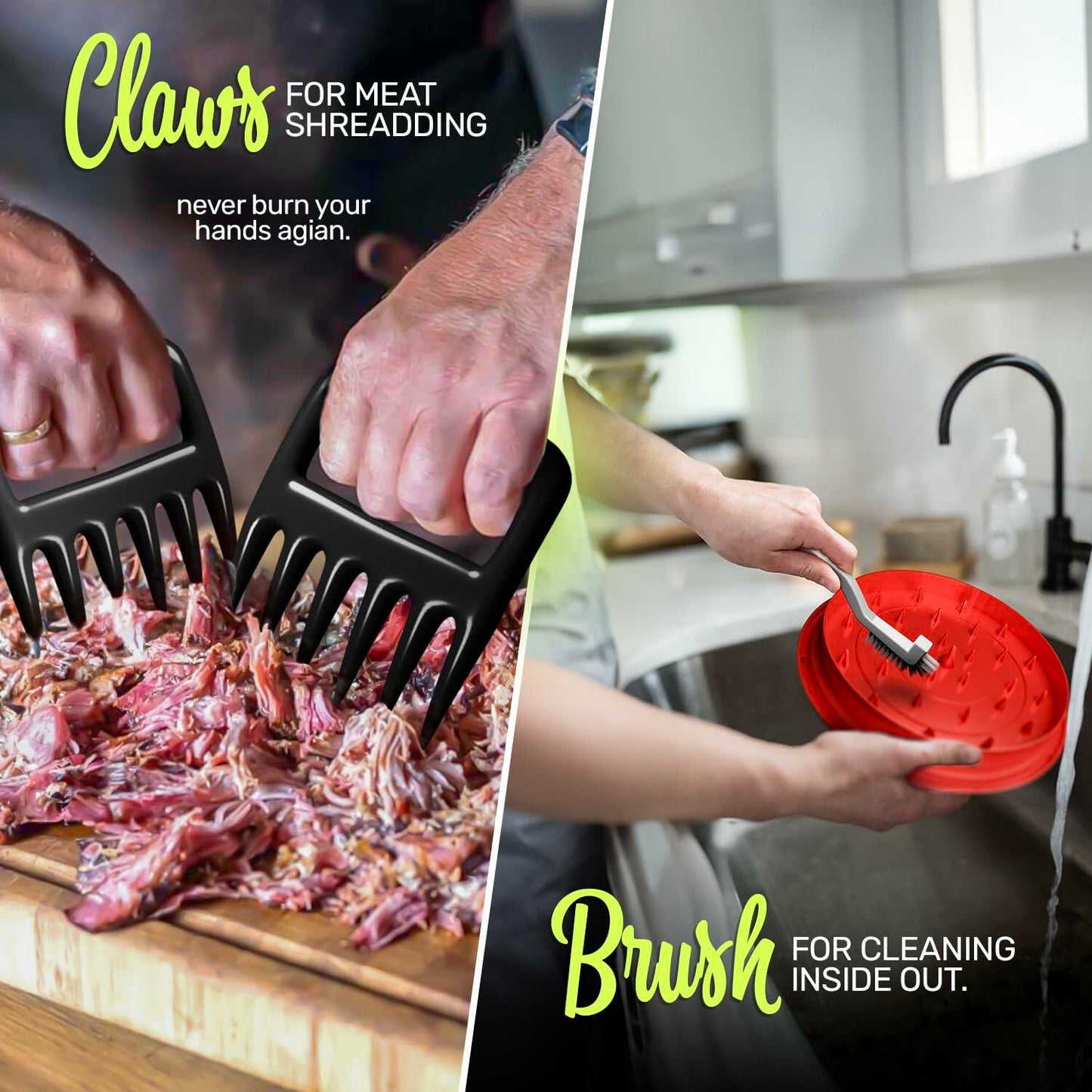 SUKHDA Chicken Shredder Tool Twist Pro Grinder with Brush Meat Claws Red