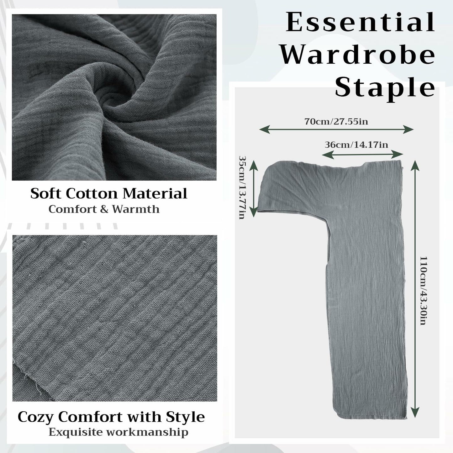 ShinyMatch Medieval Hooded Cowl Cape Shawl Scarf Renaissance Cloak Grey One Size