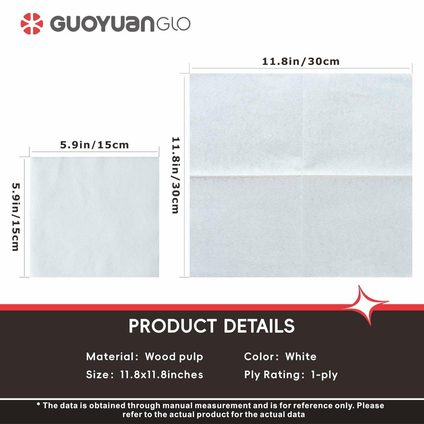 GUOYUANGLO Disposable Linen Feel Lunch Napkins White 11.8x11.8 200 Pack