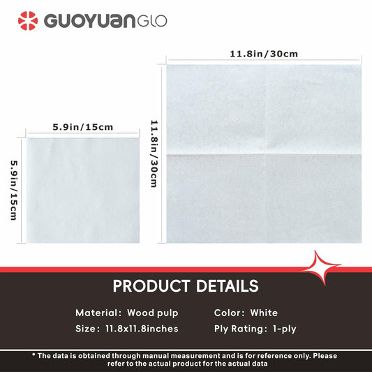 GUOYUANGLO Disposable Linen Feel Lunch Napkins White 11.8x11.8 200 Pack