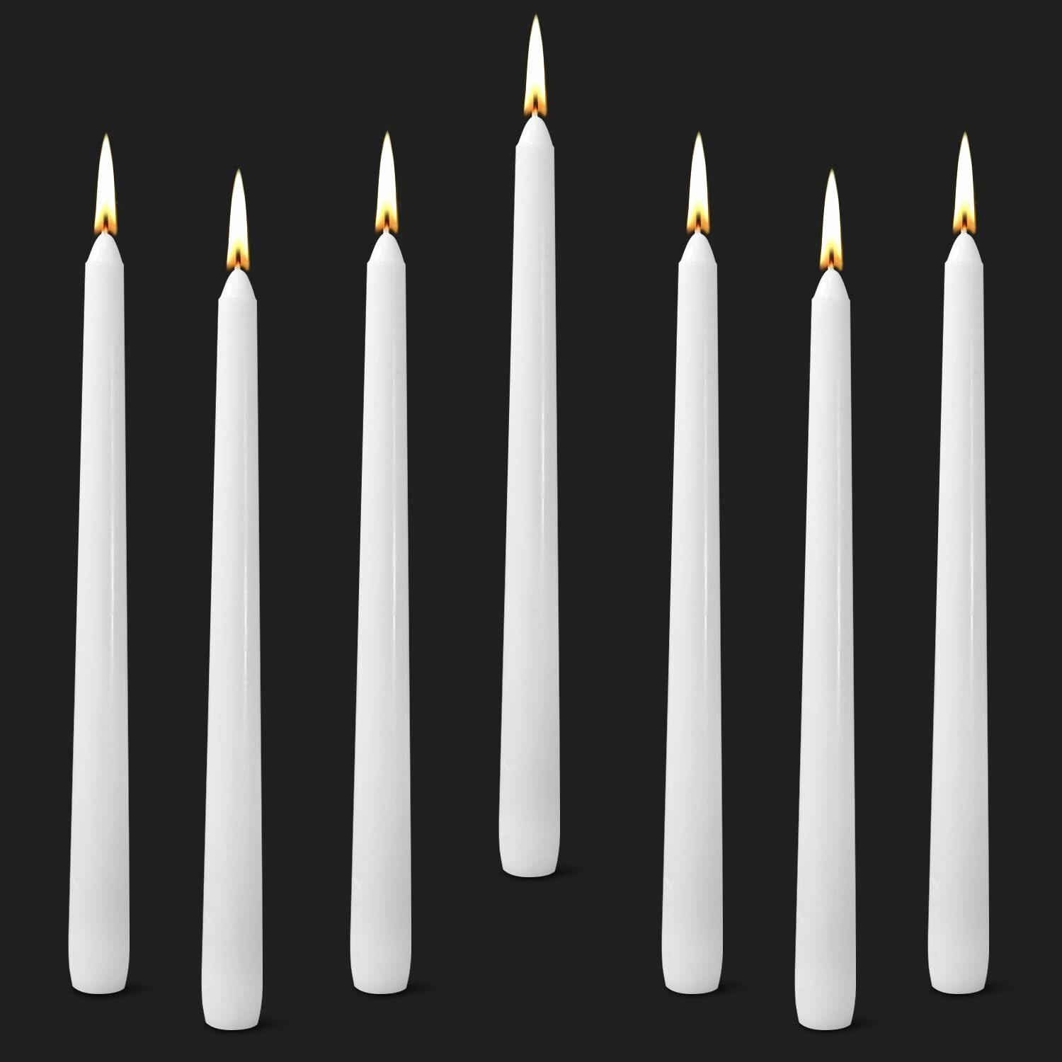 Cacou White Taper Candles 12 Pack 8Hr Burn Unscented Paraffin Wax