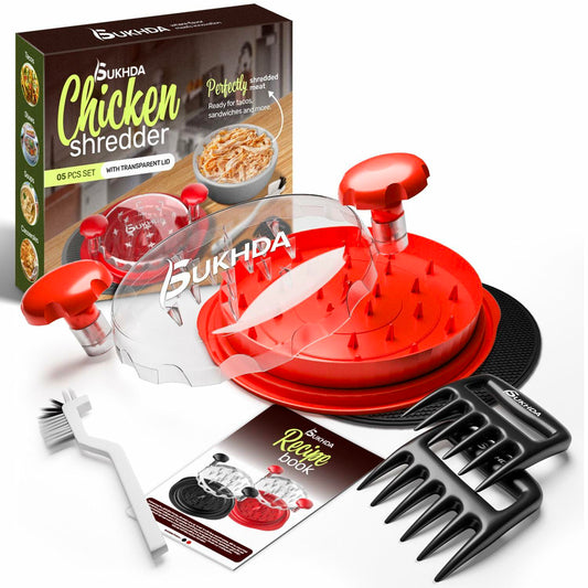SUKHDA Chicken Shredder Tool Twist Pro Grinder with Brush Meat Claws Red