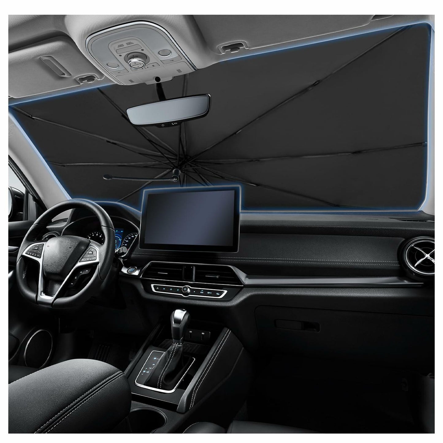 Car Windshield Sun Shade 2025 Upgrade Foldable with Bendable Handle