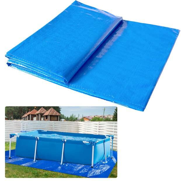 Hlimior 10x6.7Ft Rectangular Waterproof PE Pool Ground Cloth Blue
