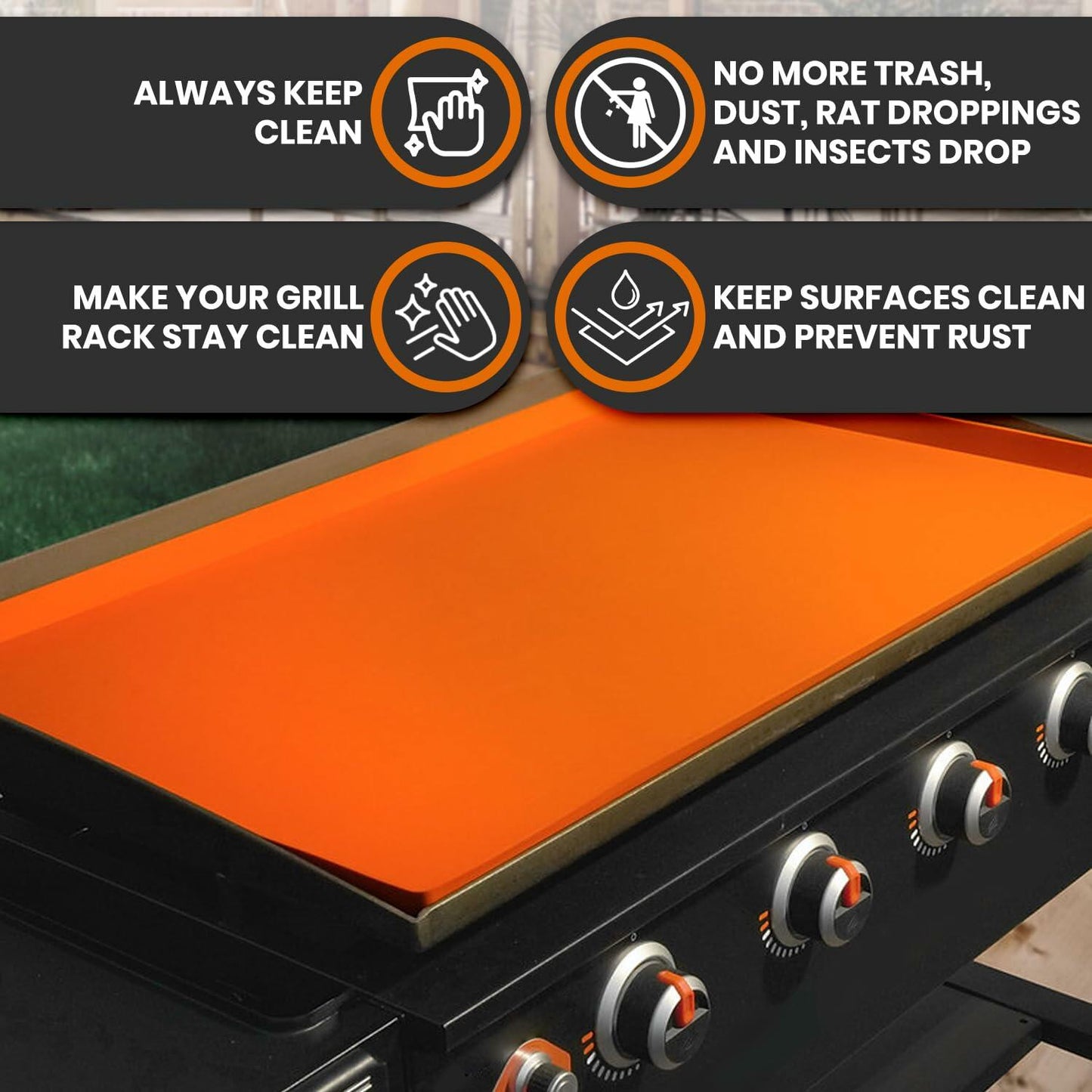 Generic Silicone Griddle Mat Heavy Duty 36 Inch Orange Large Size