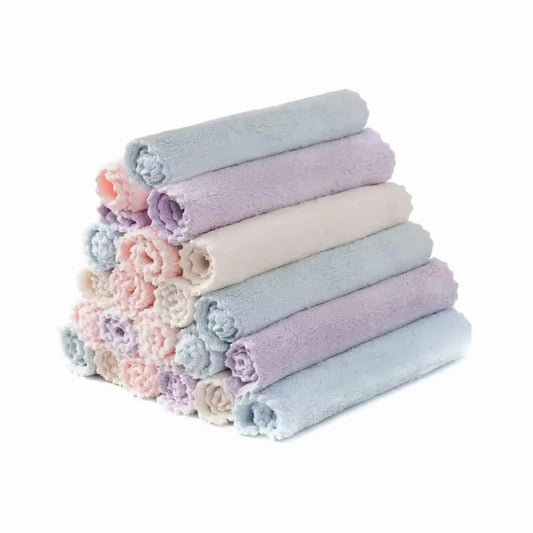 Set of 5 Coral Fleece Turkish Kitchen Cleaning Cloths 10x10in Blue