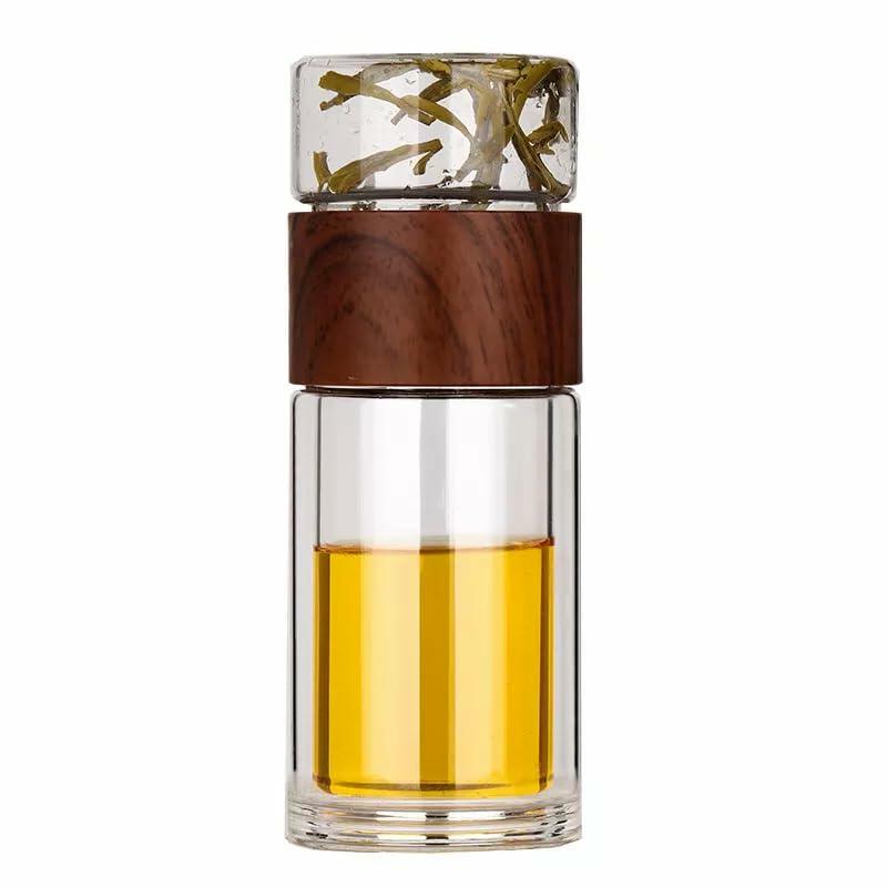 PanMoMi 7oz Travel Tea Infuser Glass Bottle with Neoprene Pouch