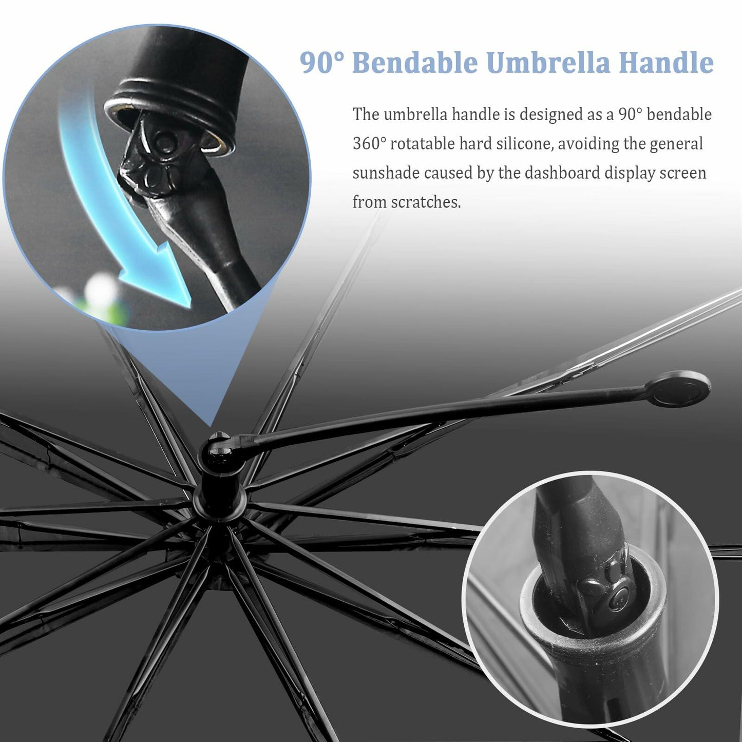 Car Windshield Sun Shade 2025 Upgrade Foldable with Bendable Handle