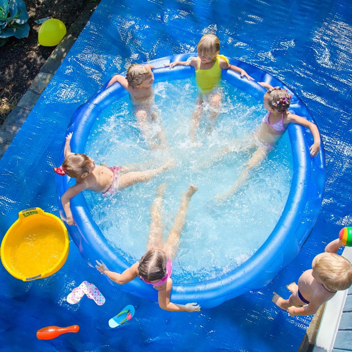 Hlimior 10x6.7Ft Rectangular Waterproof PE Pool Ground Cloth Blue