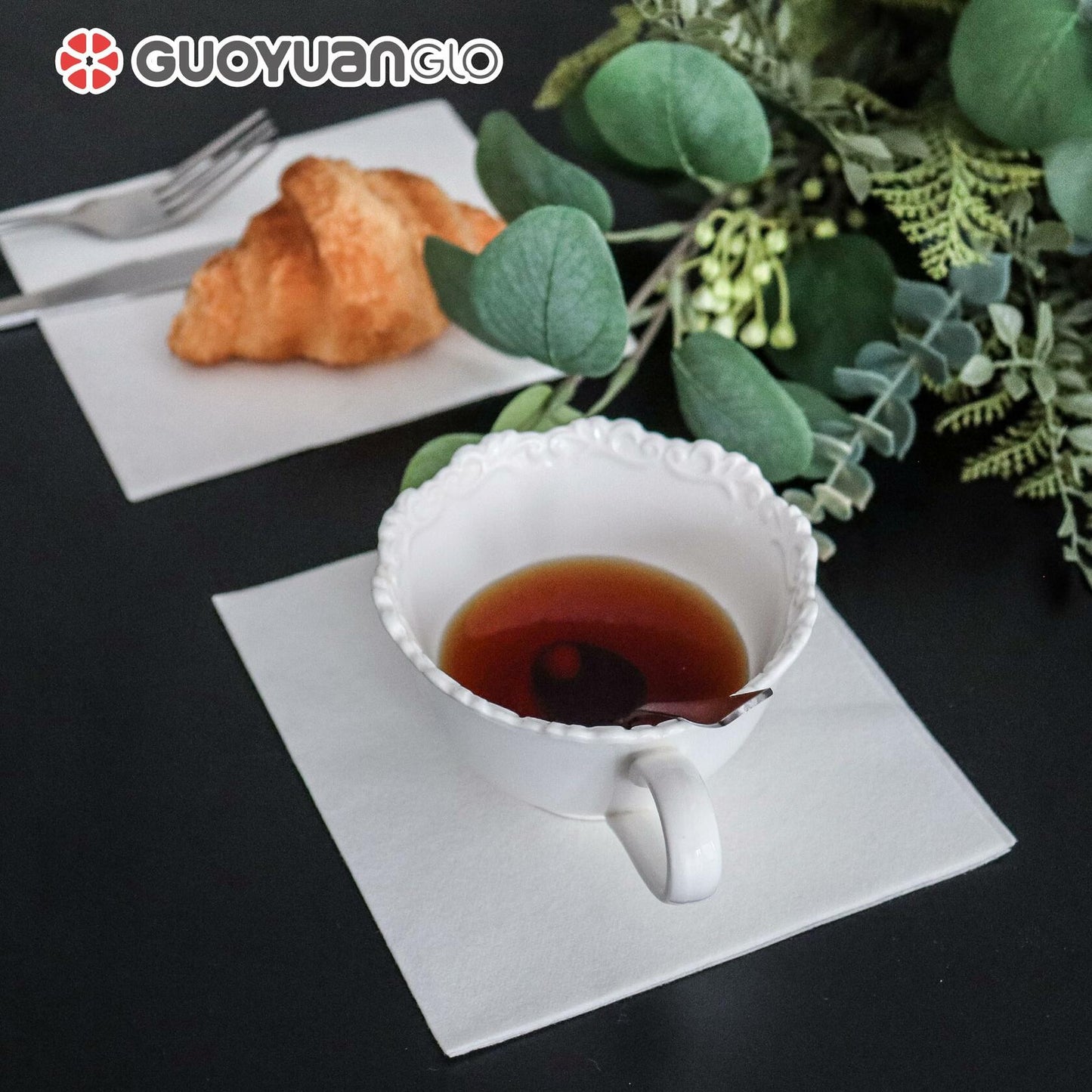 GUOYUANGLO Disposable Linen Feel Lunch Napkins White 11.8x11.8 200 Pack