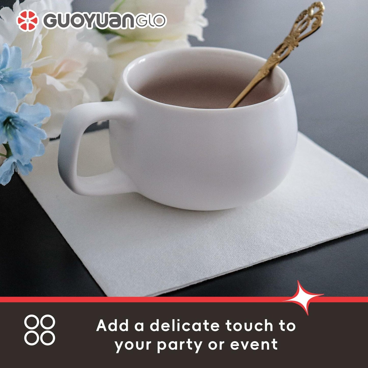 GUOYUANGLO Disposable Linen Feel Lunch Napkins White 11.8x11.8 200 Pack