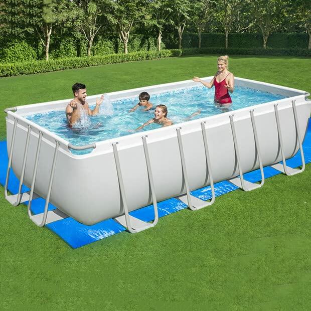 Hlimior 10x6.7Ft Rectangular Waterproof PE Pool Ground Cloth Blue