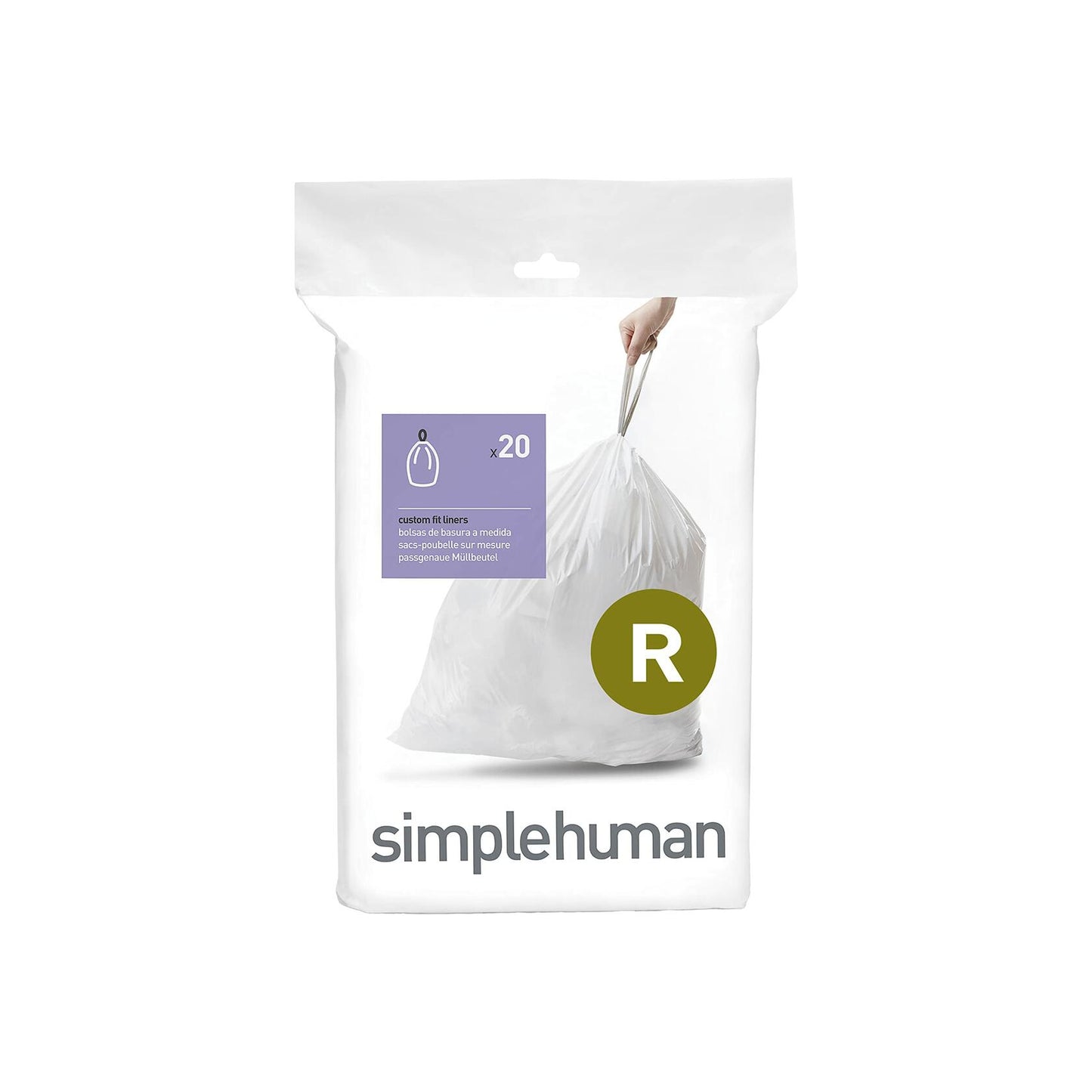 simplehuman Code R Drawstring Trash Bags 10L 2.6Gal White 20 Count