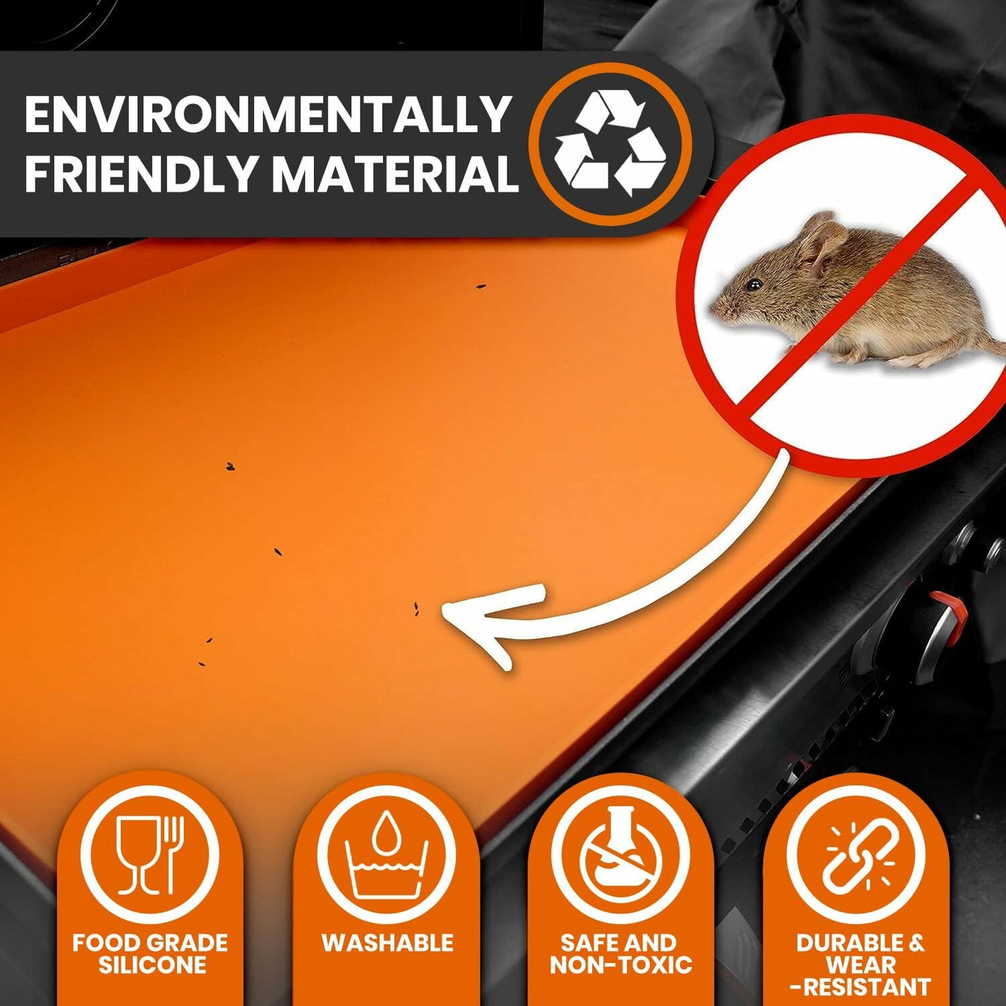 Generic Silicone Griddle Mat Heavy Duty 36 Inch Orange Large Size