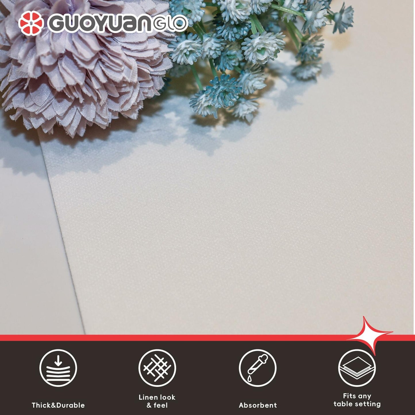 GUOYUANGLO Disposable Linen Feel Lunch Napkins White 11.8x11.8 200 Pack