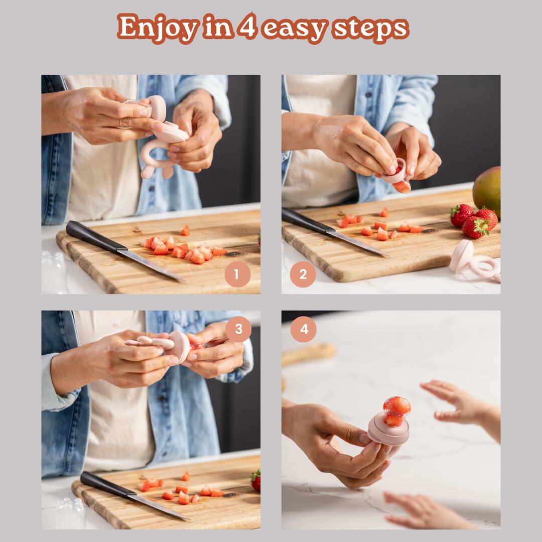 Haakaa Freeze-N-Feed Mini Combo Silicone Feeder & Nibble Tray Oat 1 PK