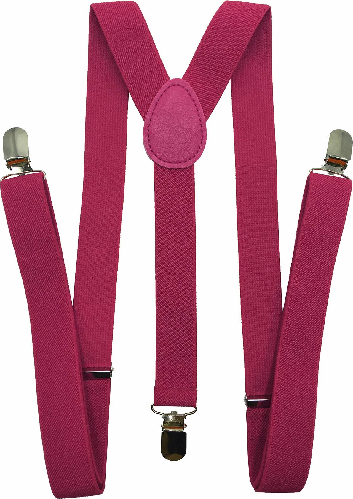 LOLELAI Suspenders Elastic Adjustable Y-Back Pant Clips Fuchsia Size L