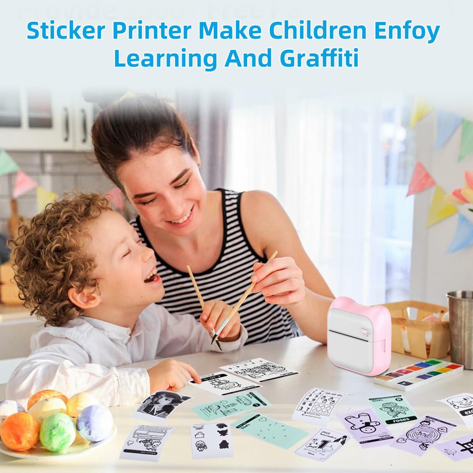 PRINHSJI Mini Portable Thermal Sticker Printer Inkless Bluetooth iOS Android